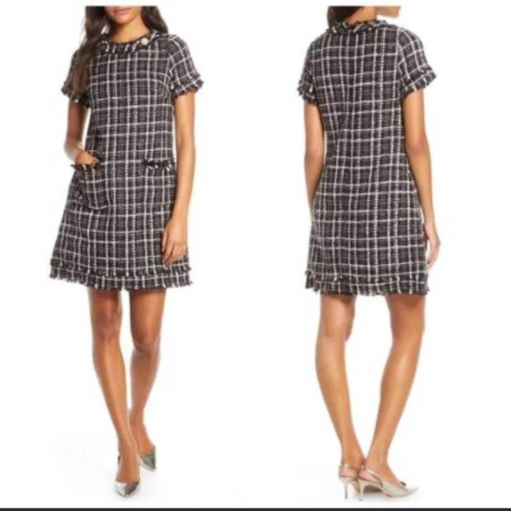 NWT Harper Rose Pink & Black Tweed Shift Dress, Size 6 Chanel style